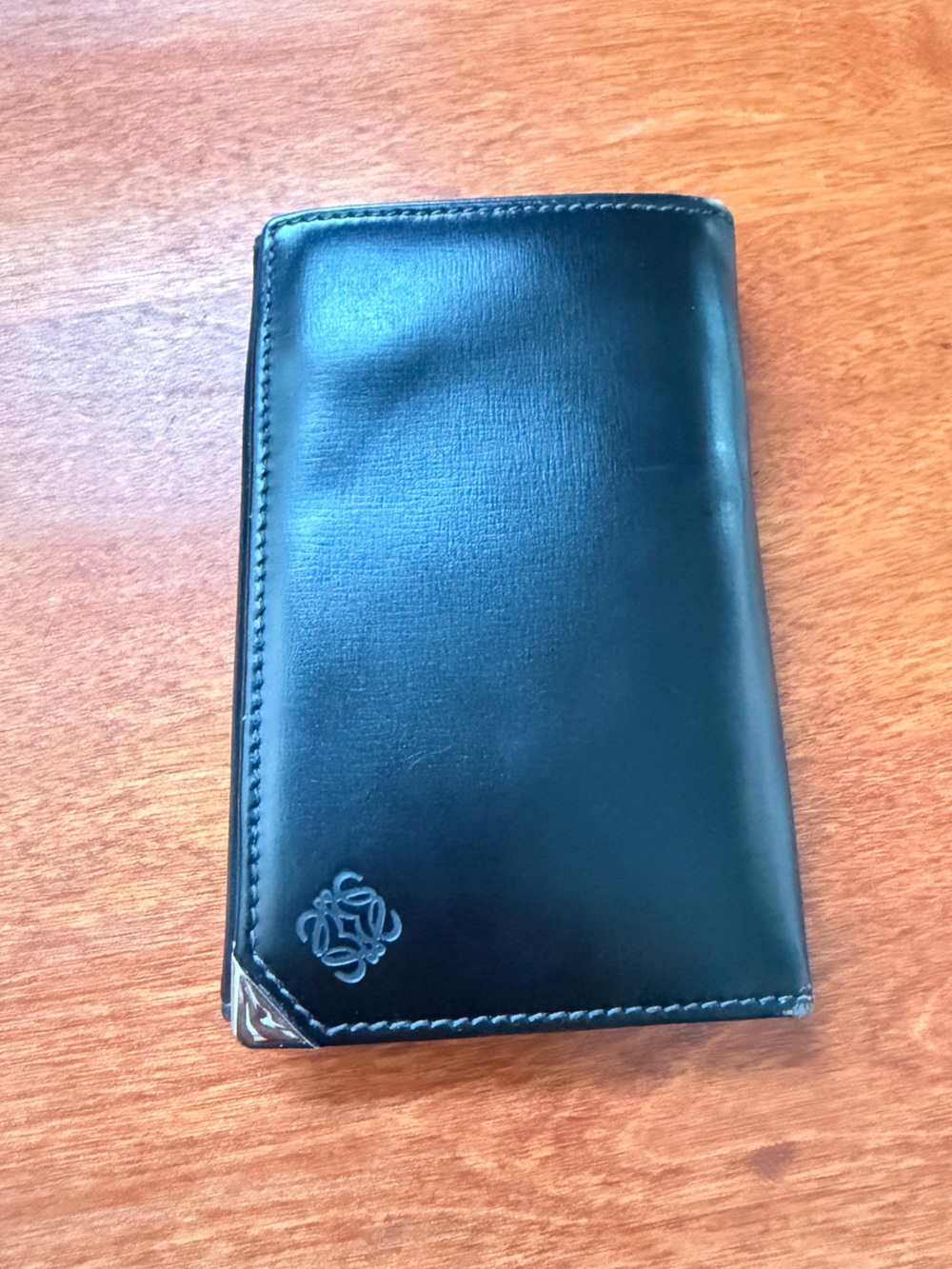 Loewe Black Leather Bifold Wallet with Embossed Logo